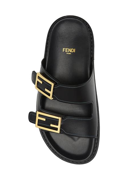 fendi feel black leather slides|fendi feel slides.